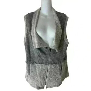 Soft Surroundings Medium Gray Asymmetrical Zipper Vest Rhine Falls Moto Terry